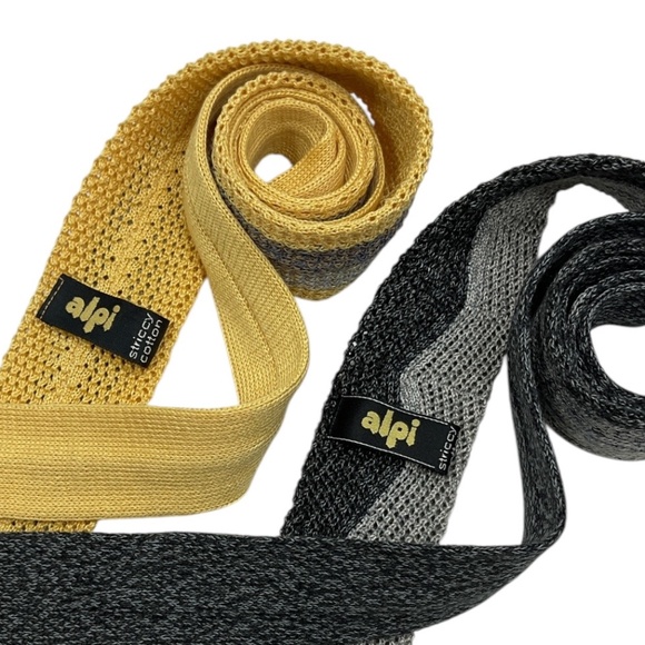 2 ALPI Beige/Gray Geometric knit Cotton LUXURY Ties - Picture 3 of 4